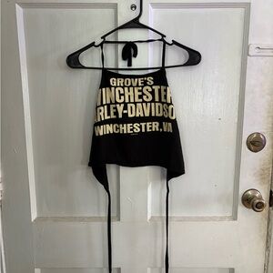 Harley-Davidson Black and Gold Halter Top